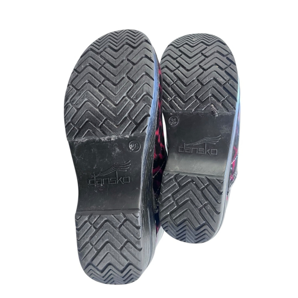 Dansko Leopard Print Clog Slip On Shoes Women's Size 36 EU 5.5 US Black Red - Picture 6 of 6